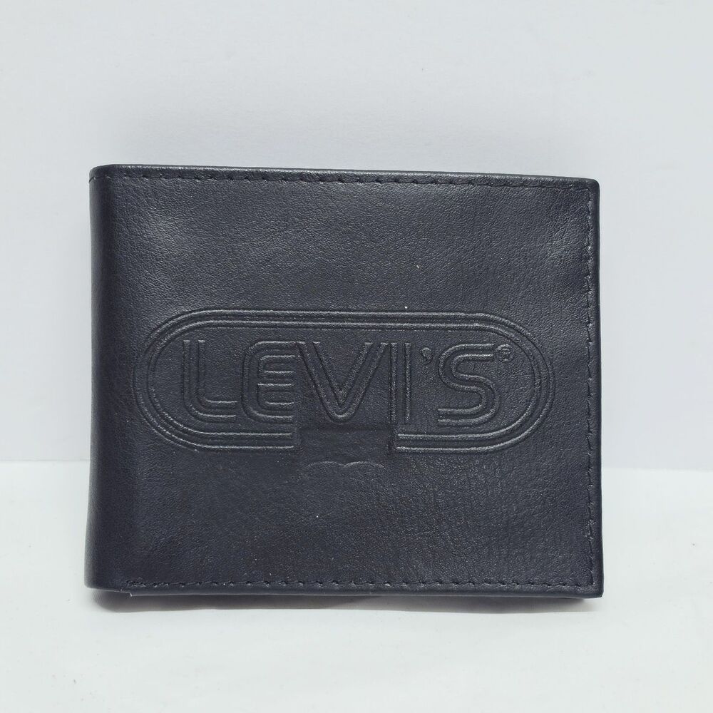 Levi's Men's Bifold Wallet RFID Identity Theft Protection Black Coated Leather